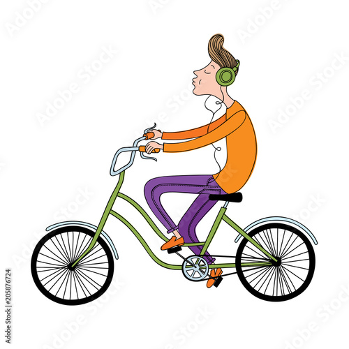 bicycle/A young man rides a Bicycle.