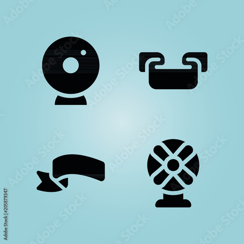 Filled technology 4 vector icons set. 4 icons page symbol for your web site design. logo, app, ui, illustration, eps10