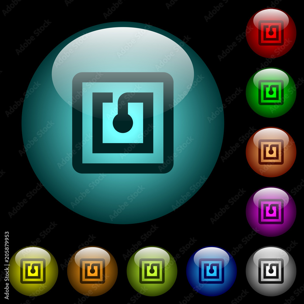 NFC sticker icons in color illuminated glass buttons NFC sticker icons in color illuminated glass buttons