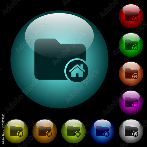 Home directory icons in color illuminated glass buttons