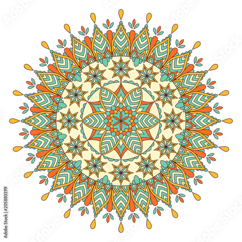 Ethnic ornamental mandala. Decorative design element. Hand drawn vector illustration