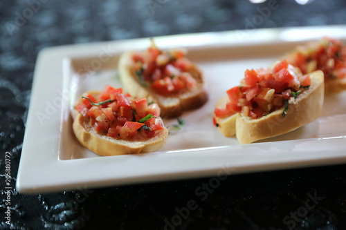 Bread with tomato   bruschetta italian appetizer