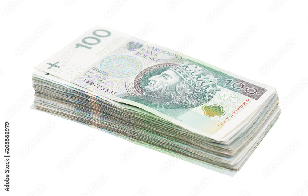 Polish 100 zloty banknote isolated on white background. Polish 100 zloty banknote isolated on white background.