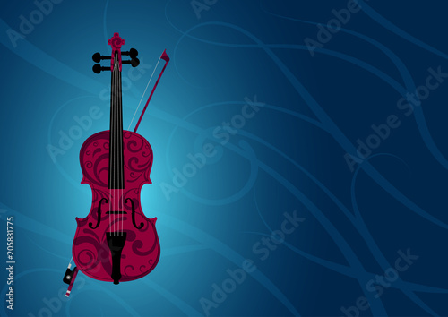 Violin painted with floral style (wide)