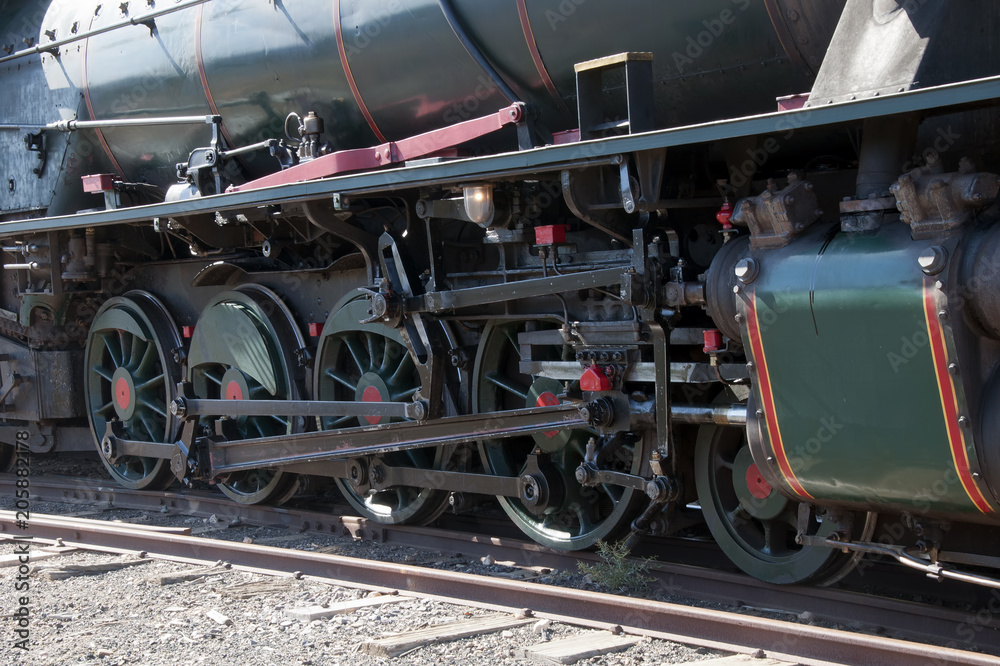 Quorn South Australia,  close up of wheels of vintage steam engine