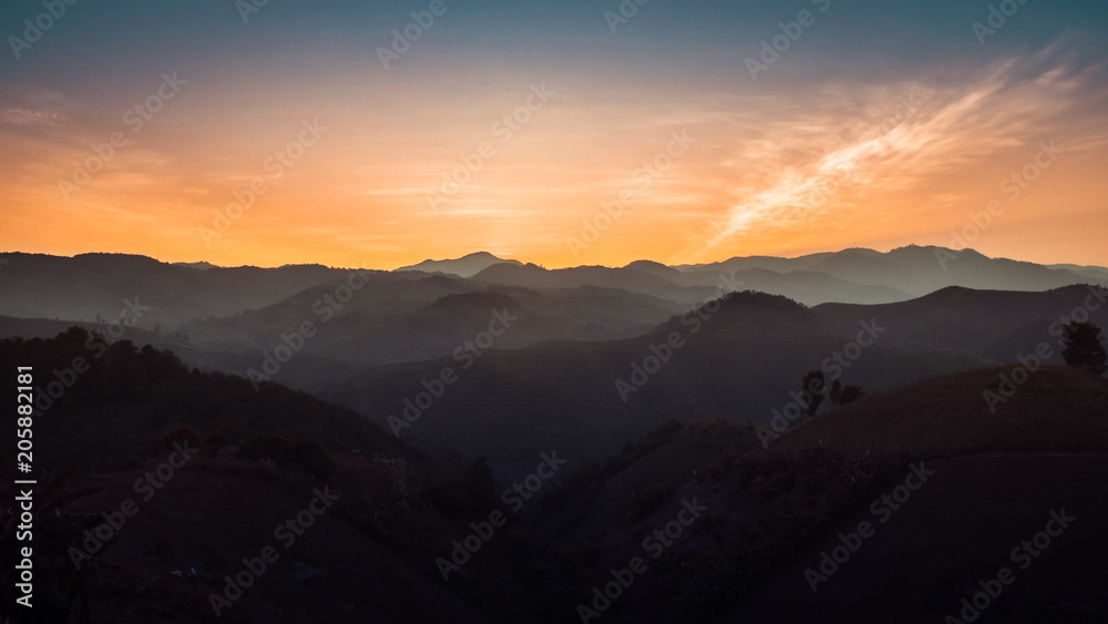 custom made wallpaper toronto digitalLandscape of forest mountains on sunset