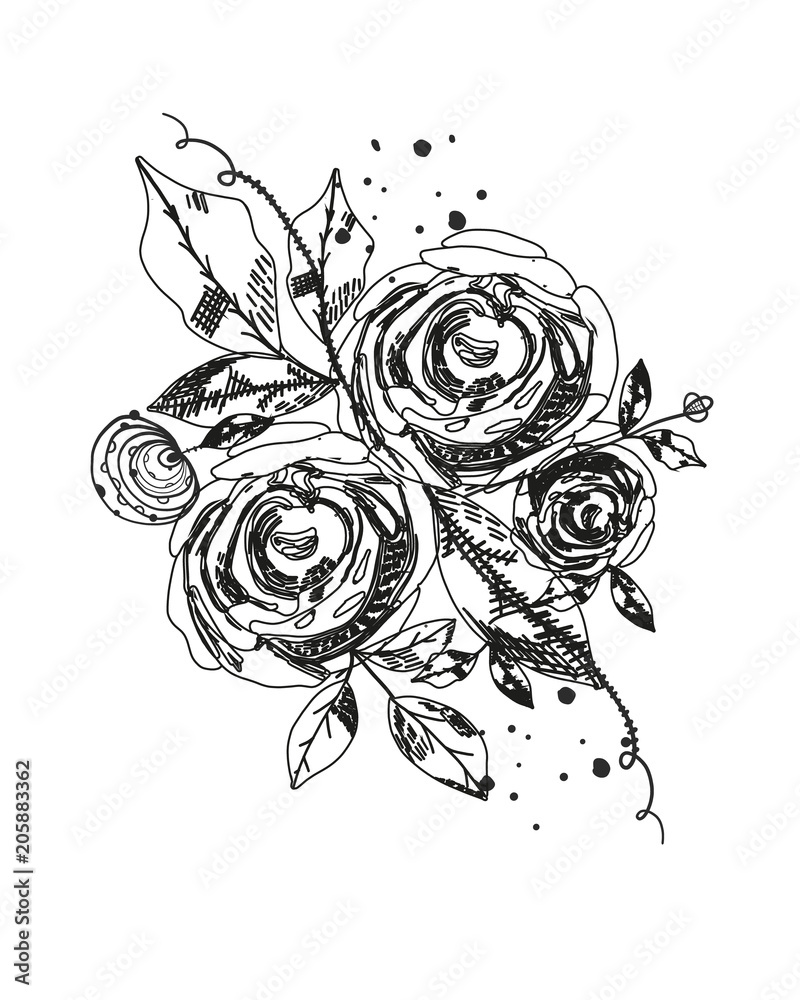 Premium Vector | Hand drawn rose illustration abstract flower outline  vector icon
