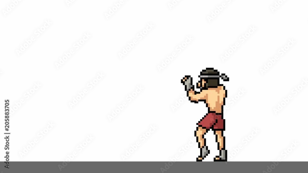 animation pixel art muay thai fighter
