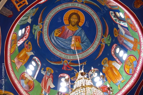 Ceiling of an orthodox church with icon of Jesus Christ