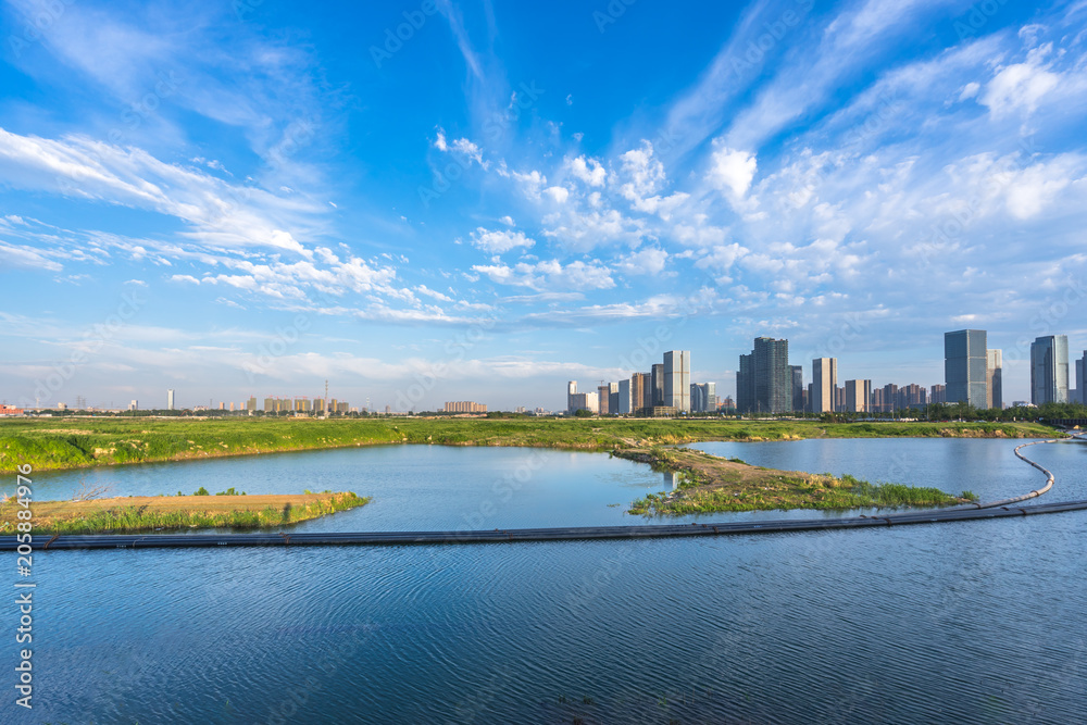 city skyline in hangzhou china