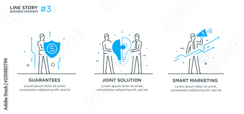 Set of illustrations concept with businessmen. Workflow, growth, graphics. Business development, milestones. linear illustration Icons infographics. Landing page site print poster