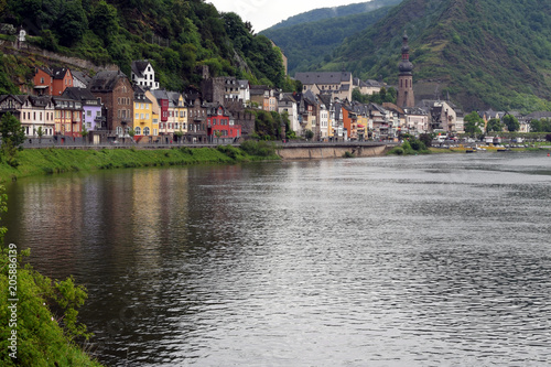 Moselle river and city of Cochem in Moselle valley, Germany.