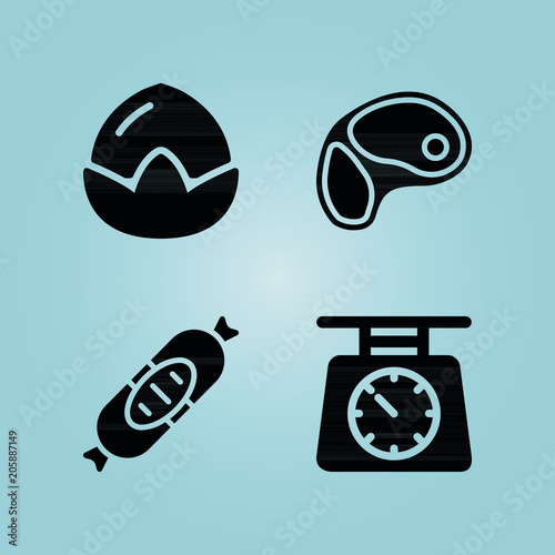 Filled food 4 vector icons set. 4 icons page symbol for your web site design. logo, app, ui, illustration, eps10