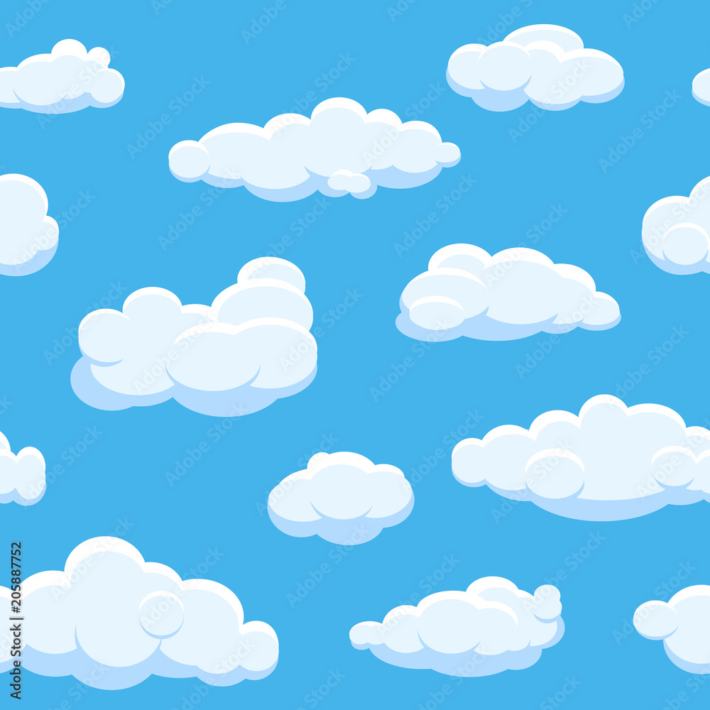 Cartoon clouds seamless vector background