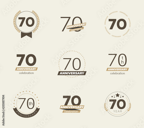 70 years anniversary logo set. Vector illustration.