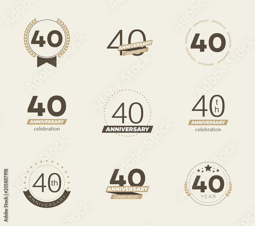 40 years anniversary logo set. Vector illustration.