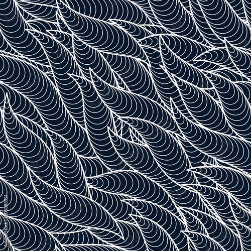 Seamless abstract hand-drawn waves pattern, wavy background.