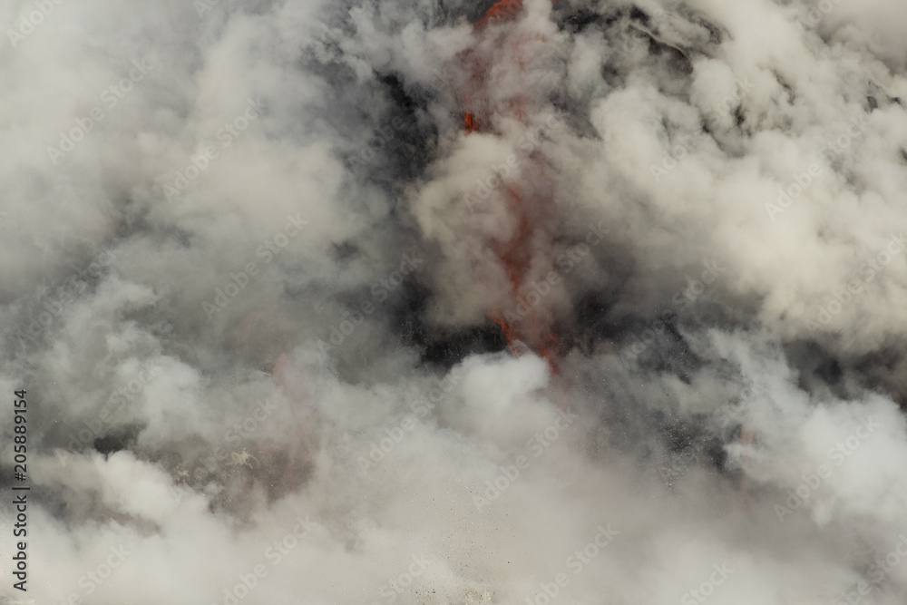 Lava entering the ocean, Big Island, Hawaii