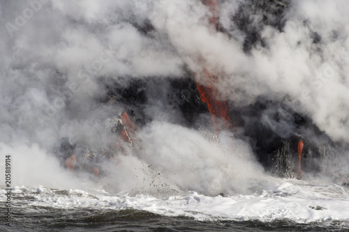 Lava entering the ocean, Big Island, Hawaii
