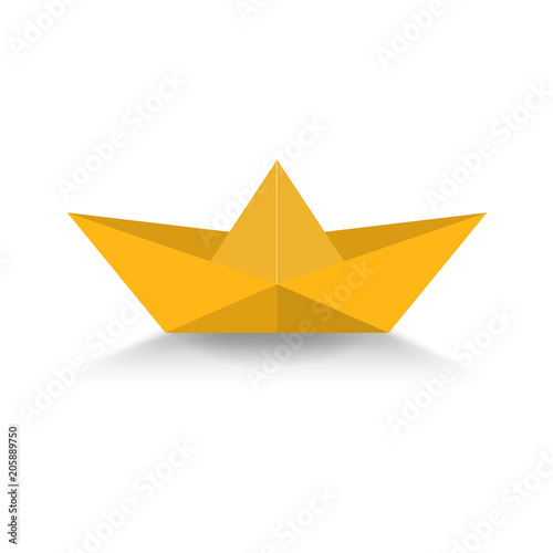 Paper boat yellow color isolated
