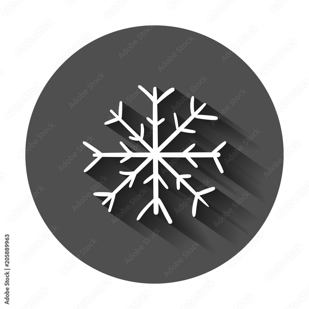 Hand drawn snowflake vector icon. Snow flake sketch doodle illustration with long shadow. Handdrawn winter christmas concept. Hand drawn snowflake vector icon. Snow flake sketch doodle illustration with long shadow. Handdrawn winter christmas concept.