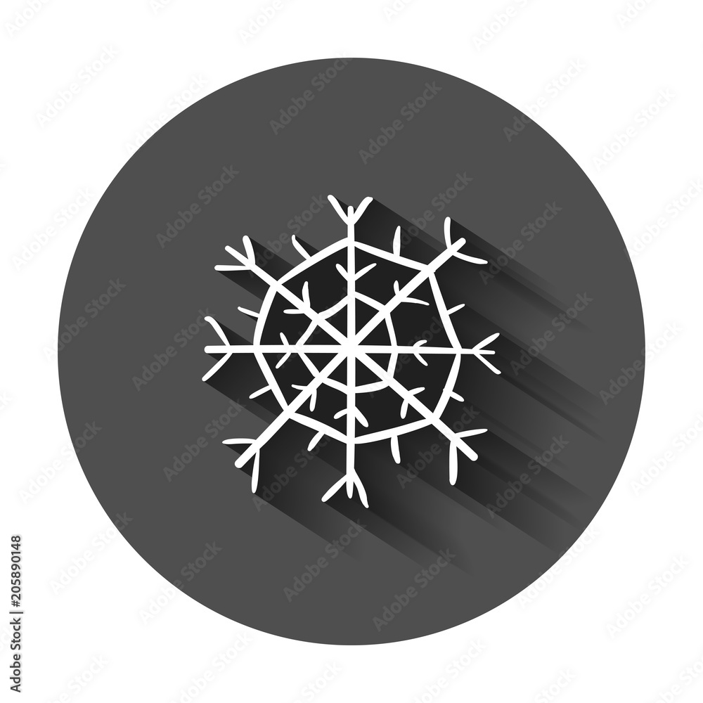 Hand drawn snowflake vector icon. Snow flake sketch doodle illustration with long shadow. Handdrawn winter christmas concept. Hand drawn snowflake vector icon. Snow flake sketch doodle illustration with long shadow. Handdrawn winter christmas concept.