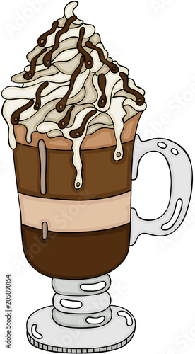 Coffee cup cappuccino latte with cream