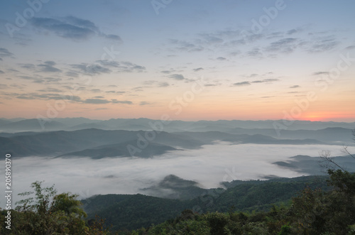 fog and cloud mountain valley landscape