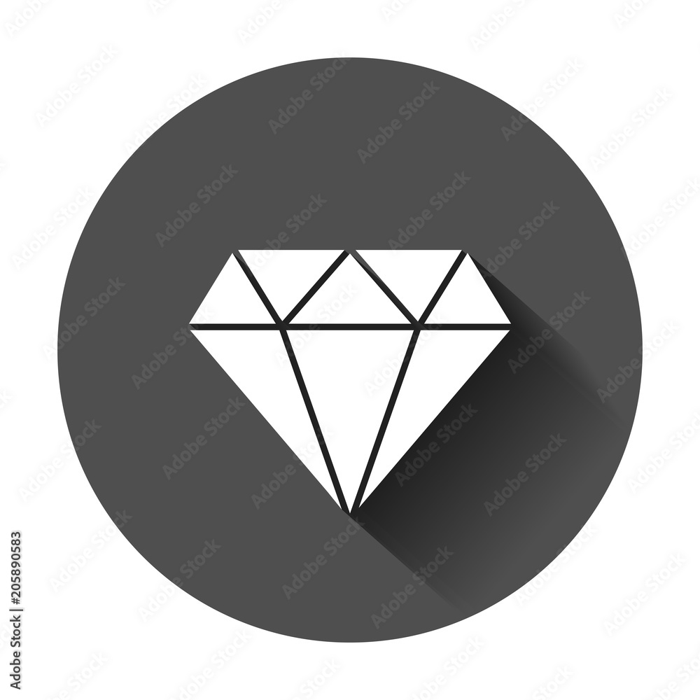 Diamond jewel gem vector icon in flat style. Diamond gemstone illustration with long shadow. Jewelry brilliant concept. Diamond jewel gem vector icon in flat style. Diamond gemstone illustration with long shadow. Jewelry brilliant concept.