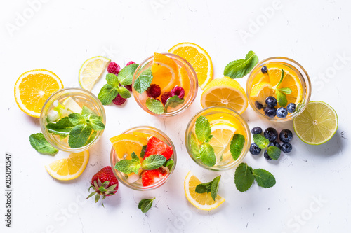 Cold summer drink assortment. 