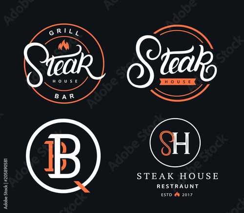 Set of Steak House logos