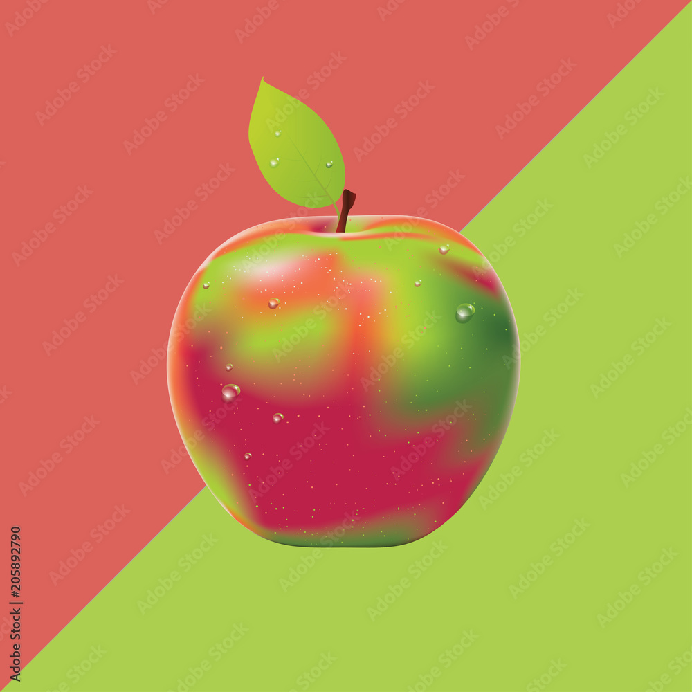 Naklejka Dwa kolorowe tło z jabłkiem
