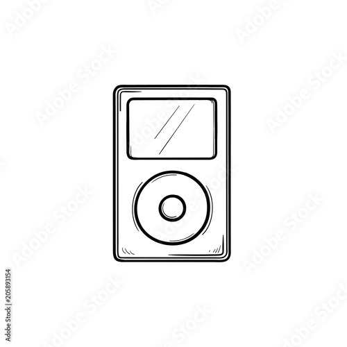 Mp3 player hand drawn outline doodle icon. Media control buttons on mp3 player vector sketch illustration for print, web, mobile and infographics isolated on white background.