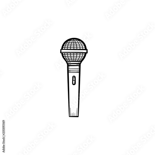 Microphone for speaking hand drawn outline doodle icon. Mic as media and karaoke concept vector sketch illustration for print, web, mobile and infographics isolated on white background.