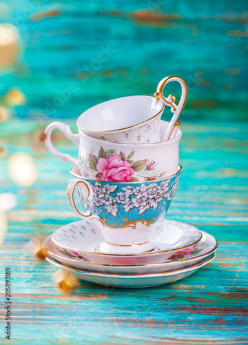 Beautiful shabby chic antique cups