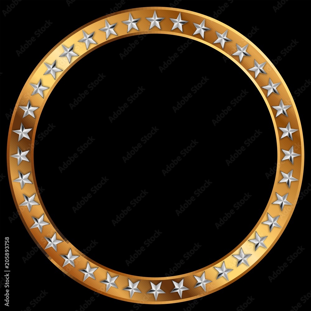 Circulo com estrelas prateadas