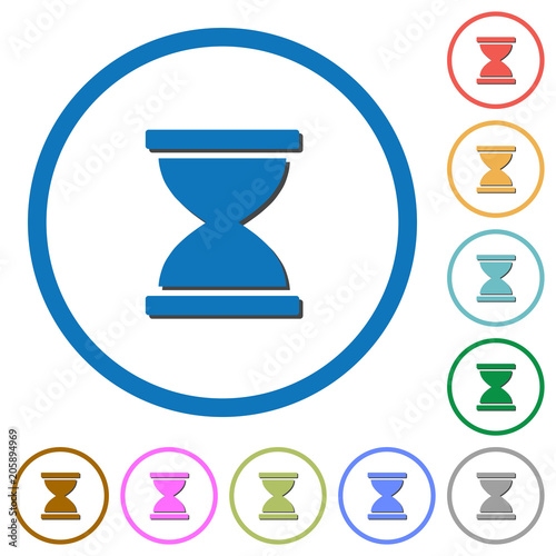 Hourglass icons with shadows and outlines