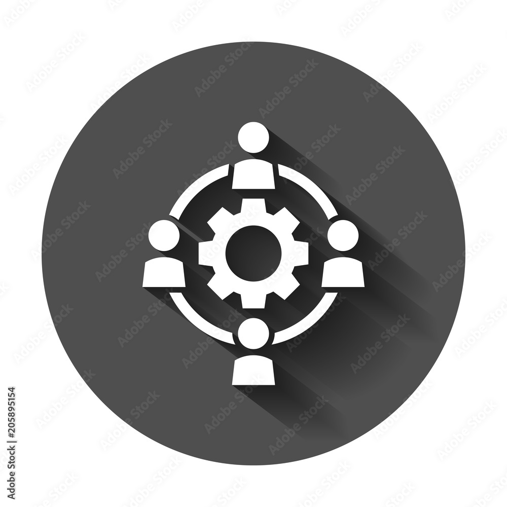 Outsourcing business collaboration vector icon in flat style. People cooperation illustration with long shadow. Teamwork business concept. Outsourcing business collaboration vector icon in flat style. People cooperation illustration with long shadow. Teamwork business concept.