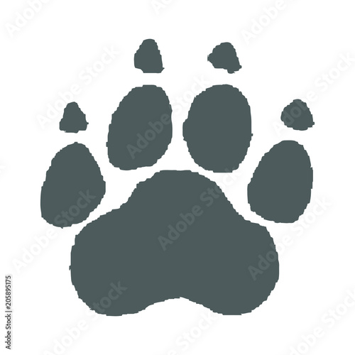 Animal paw print graphic icon.  Paw sign isolated on white background. Vector illustration