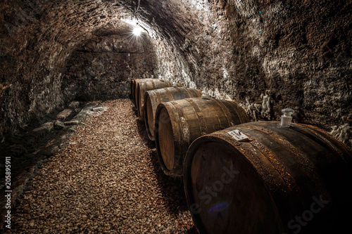 Wine barrels row