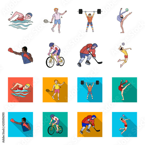 Cycling, boxing, ice hockey, volleyball.Olympic sport set collection icons in cartoon,flat style vector symbol stock illustration web. photo