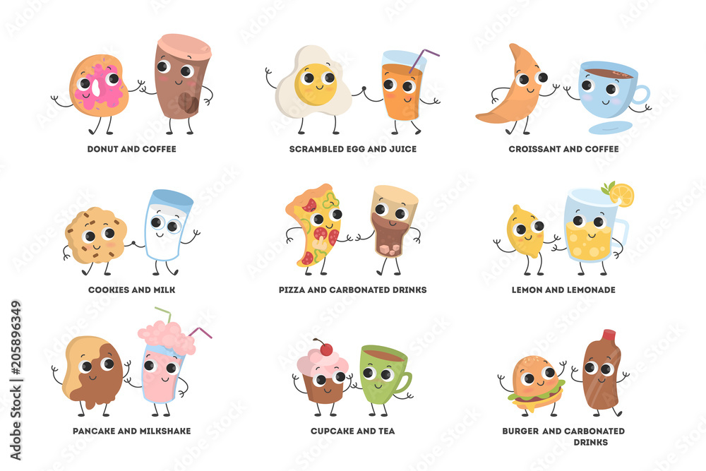 Obraz premium Food cartoon set.