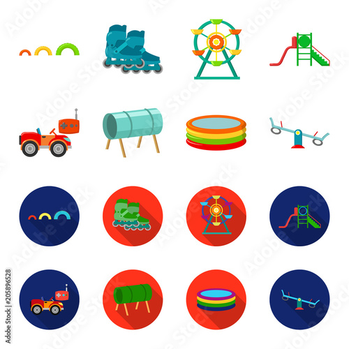 Machine for radio control, tunnel, trampoline, swing. Playground set collection icons in cartoon,flat style vector symbol stock illustration web.