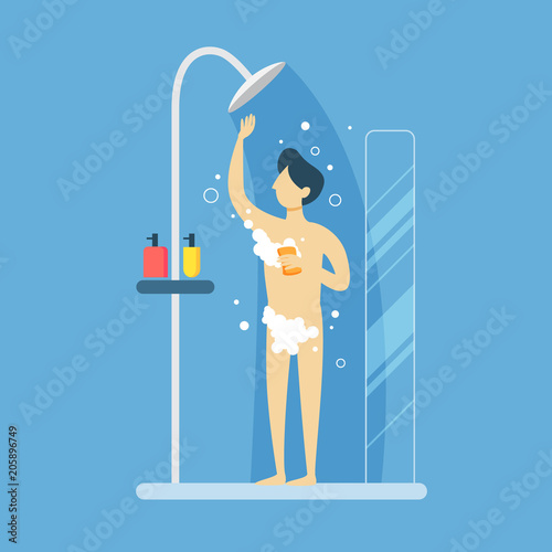 Man in shower.