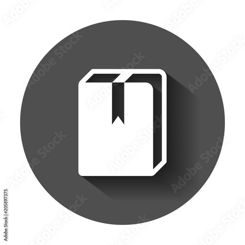 Book library vector icon in flat style. Education symbol illustration with long shadow. Book business concept.