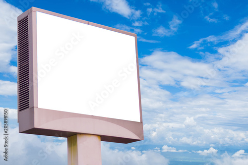 LED billboard isolated on cloudy sky  background
