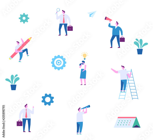 Business people background. Flat vector illustration isolated on white.