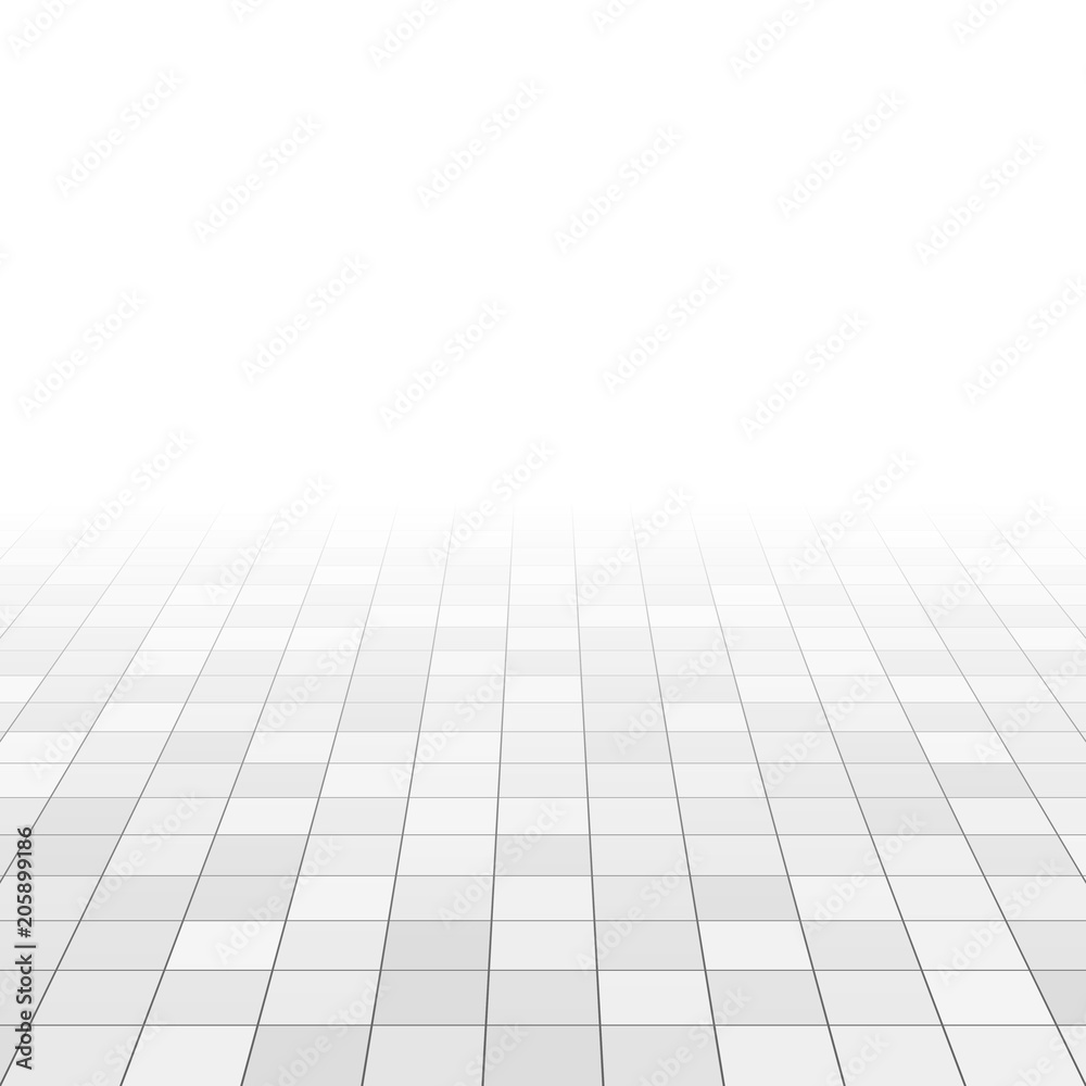 White and gray marble tiles on bathroom floor. Rectangle tiles in perspective grid. Abstract vector background White and gray marble tiles on bathroom floor. Rectangle tiles in perspective grid. Abstract vector background