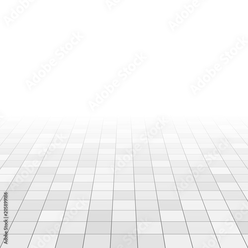 White and gray marble tiles on bathroom floor. Rectangle tiles in perspective grid. Abstract vector background