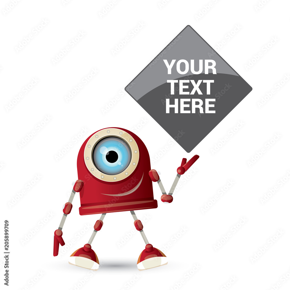 vector funny cartoon red friendly robot character isolated on white background. Kids 3d robot toy. chat bot icon vector funny cartoon red friendly robot character isolated on white background. Kids 3d robot toy. chat bot icon